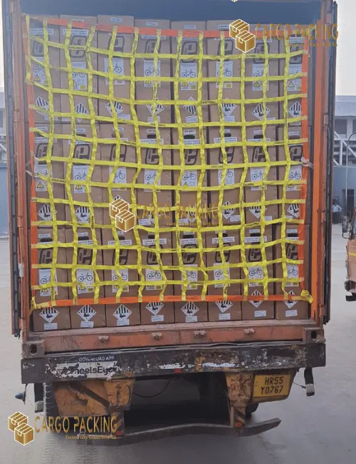 A safety net install in a container to secure goods in the container during transportation and reducing the risk of accidents during unloading